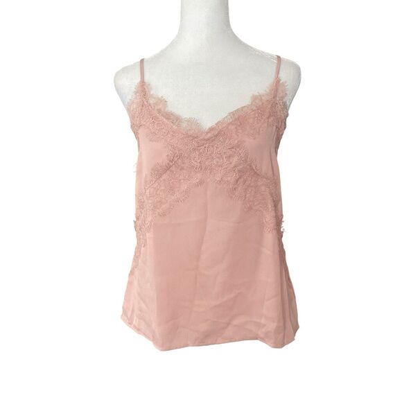 Lush Small Cami Vneck Lace Trim Blouse Tank Top Blush Ballet Pink NWT - Picture 1 of 8